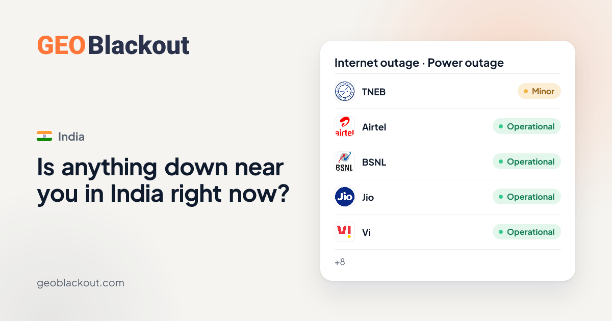 GeoBlackout India: Real-time internet outages and power blackout