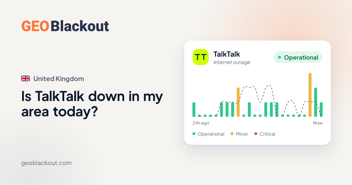 Talktalk TalkTalk down today? Check the live outage map near you